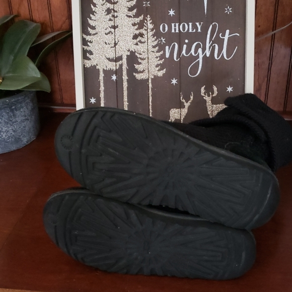 Ugg Cardy Black Wool Womens Tall Fold Over Boots - Picture 5 of 6